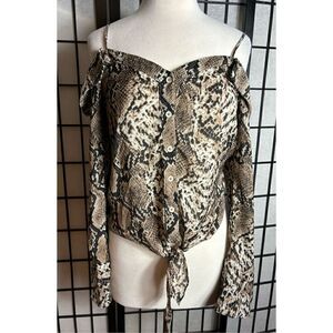 Molly Green Snakeskin Print Button Up Blouse